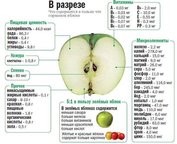 The benefits and harms of baked apples for health and the body, the chemical composition and calorie content of the product + cooking recipes