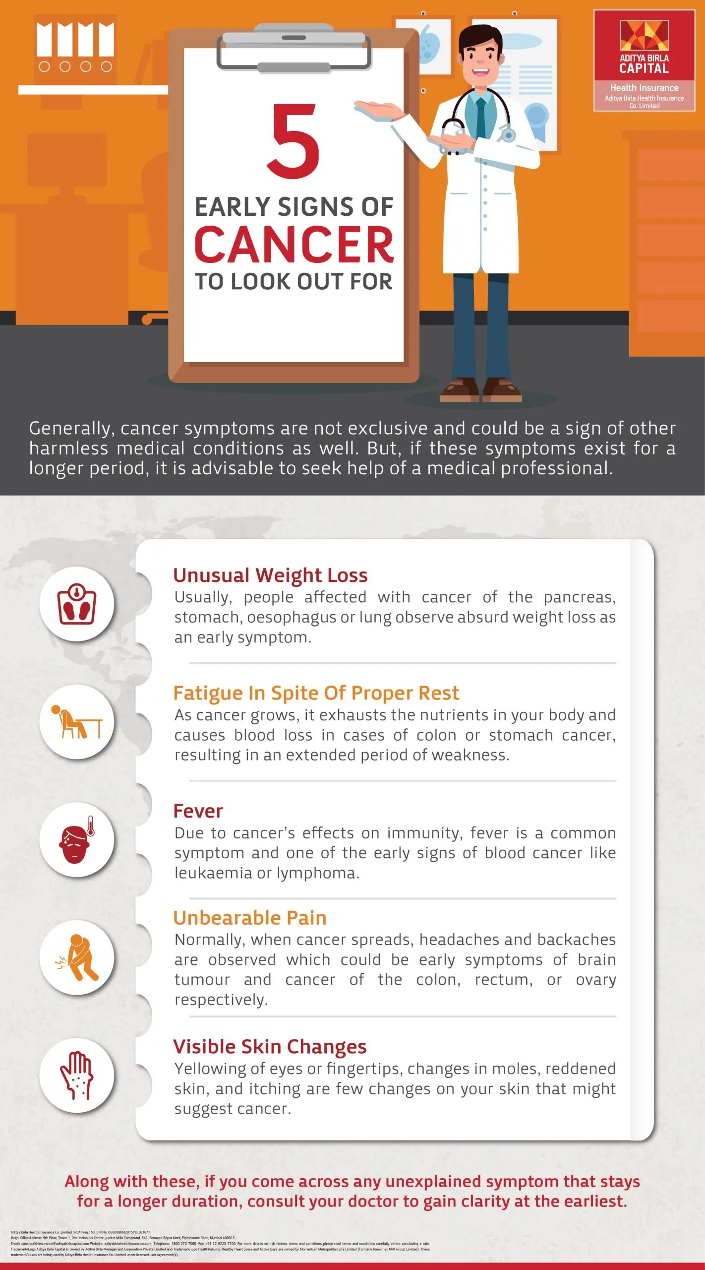 The body sends out five warning signs. It could be cancer
