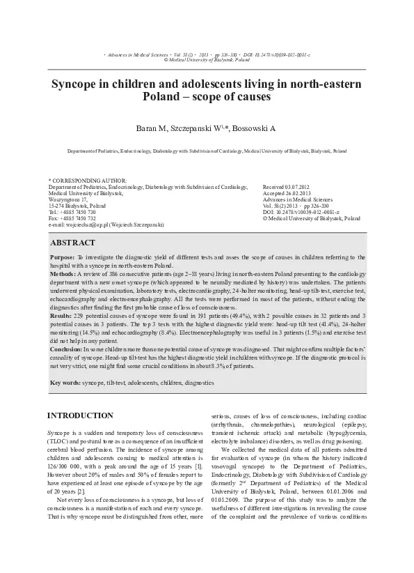 The first syncope recorder in Poland