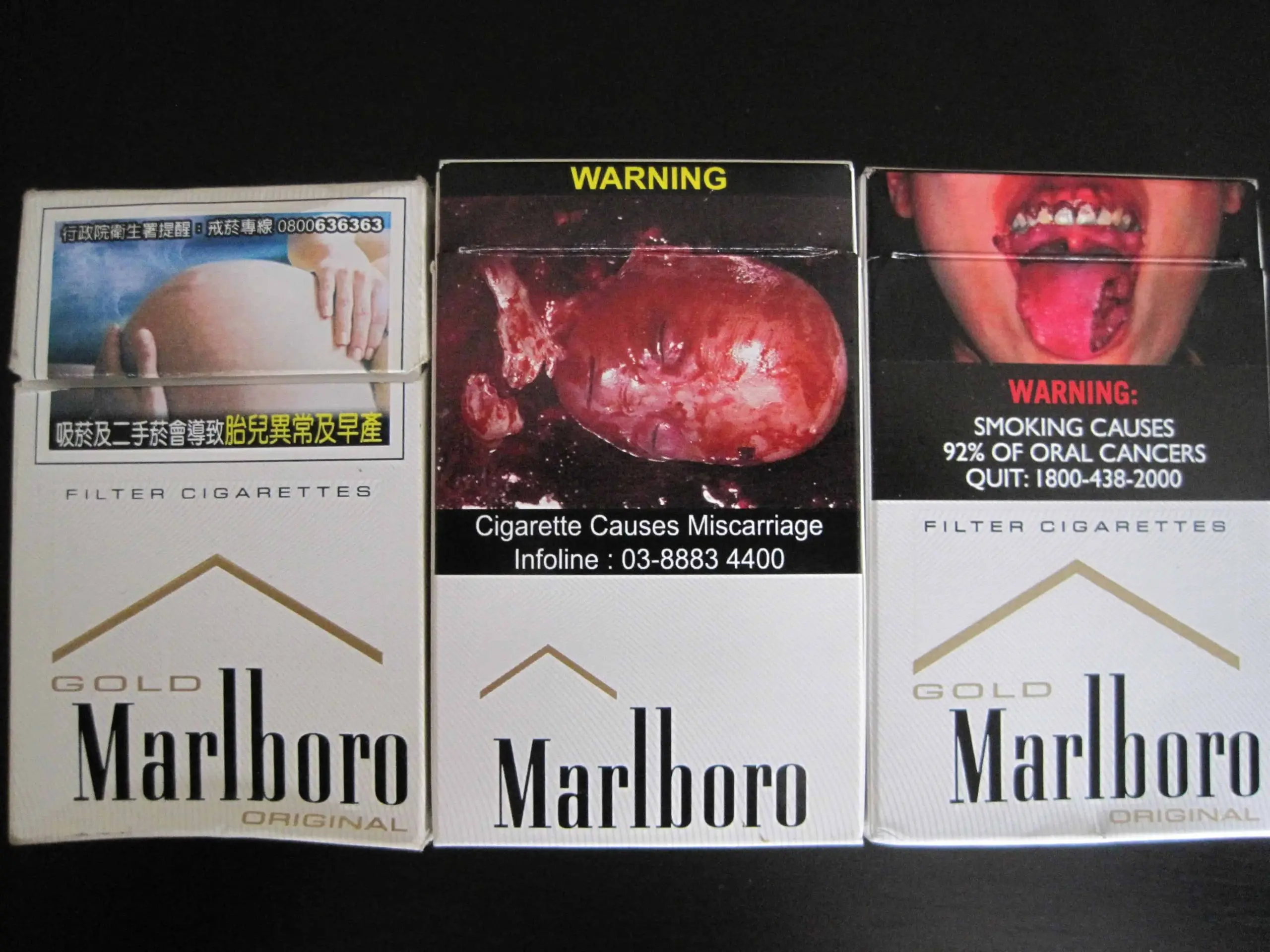 The graphic alert on the cigarette pack is more effective