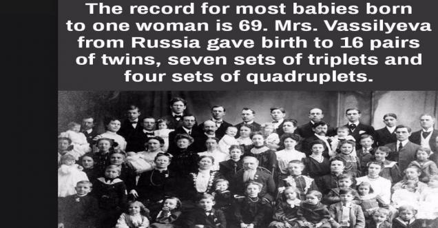 این رکورددار در مجموع 69 فرزند به دنیا آورد
