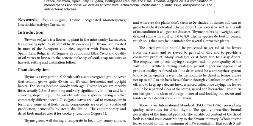 Thymus vulgaris &#8211; occurrence and therapeutic use