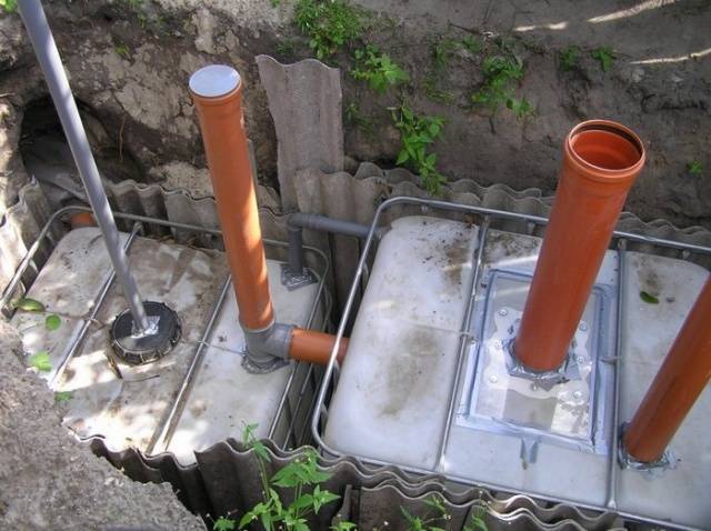 Toilet in the country with a septic tank