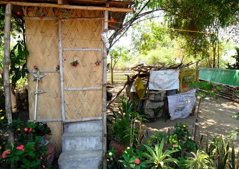 Toilet in the country with a septic tank