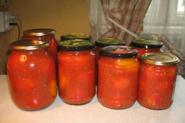 Tomatoes in their own juice without sterilization