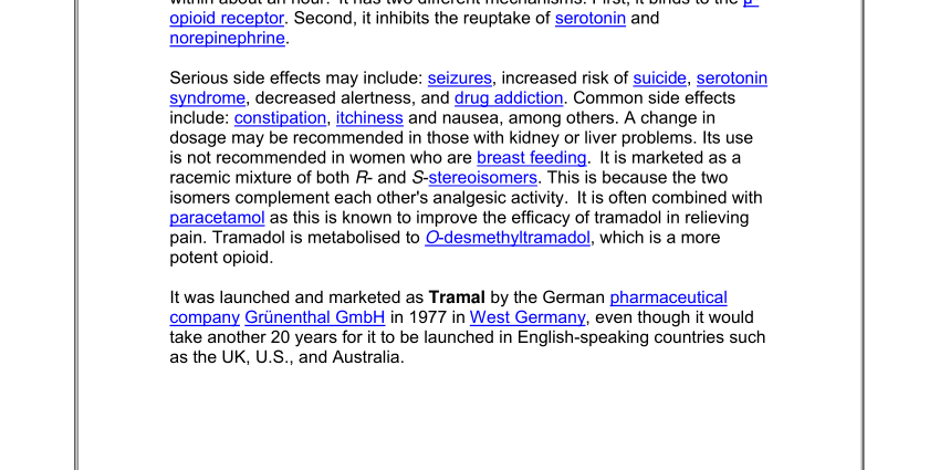 Tramadol Synthesis &#8211; indications, action