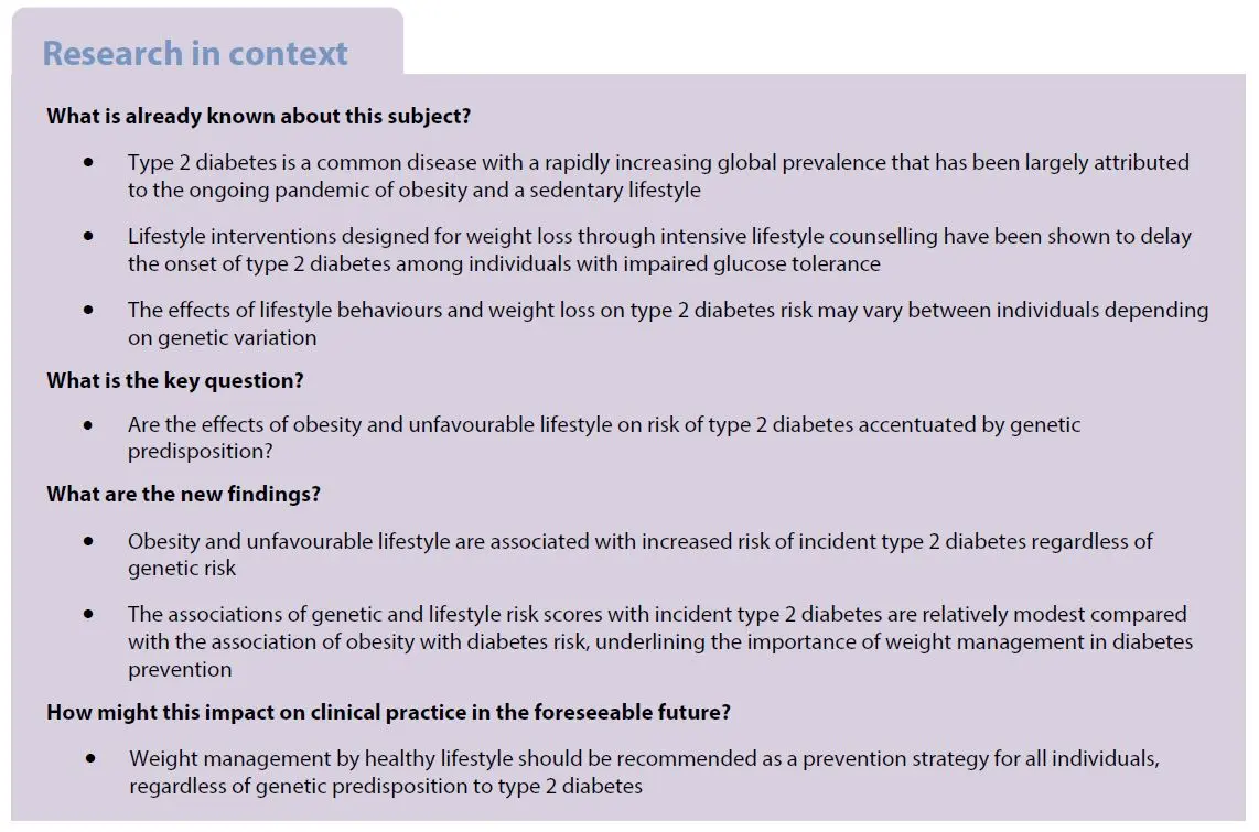 Type 2 diabetes does not have to depend on obesity. Another factor is important