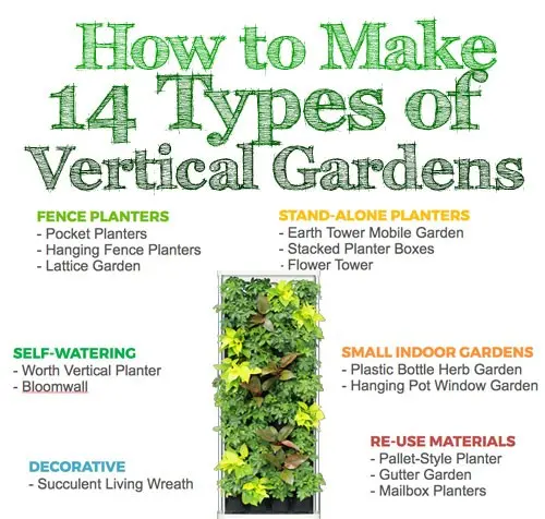 Types of structures for arranging vertical gardening