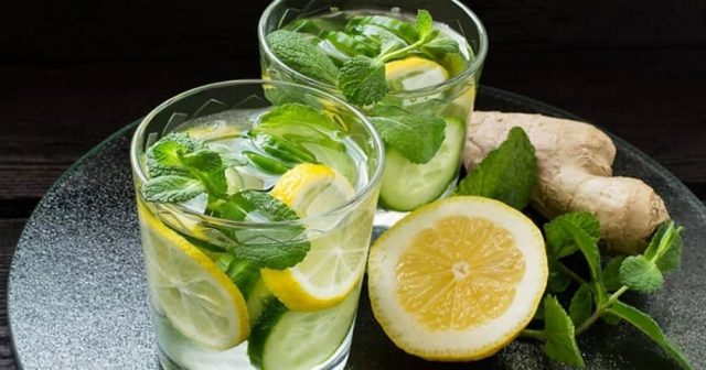 Water with lemon and ginger