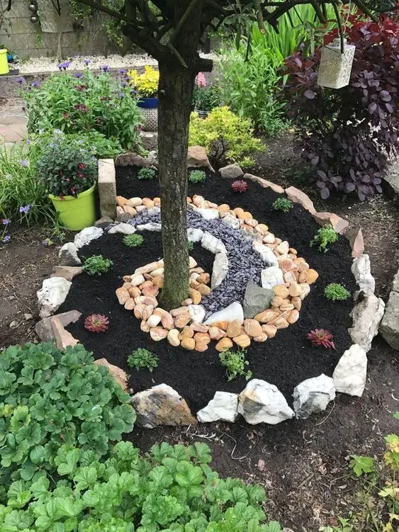 We make flower beds from stones ourselves