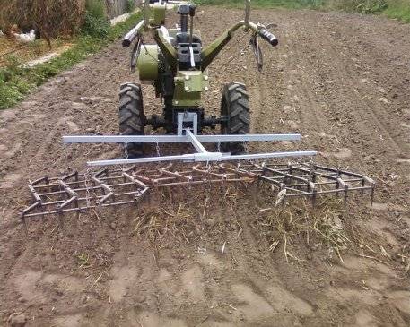 Weeding potatoes with a walk-behind tractor 