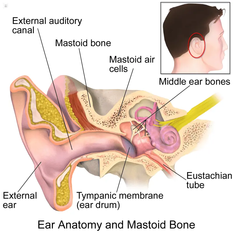 What are the symptoms of mastoiditis?