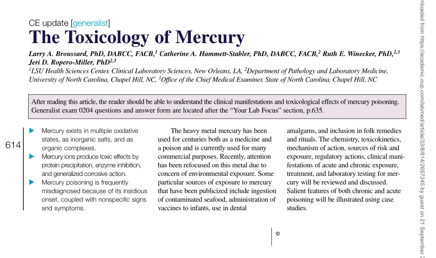 What leads to human contact with mercury? The toxicologist tells you what you must not do