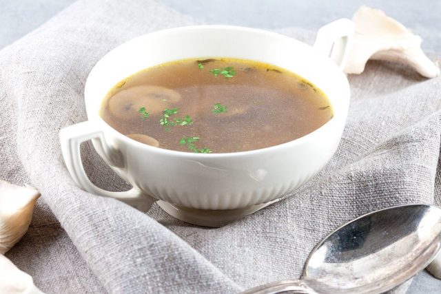 White mushroom soup with potatoes: dried, frozen, fresh