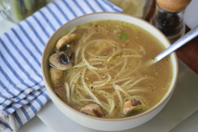 White mushroom soup with potatoes: dried, frozen, fresh