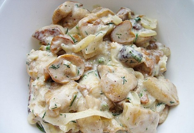 White mushrooms in cream: recipes with photos