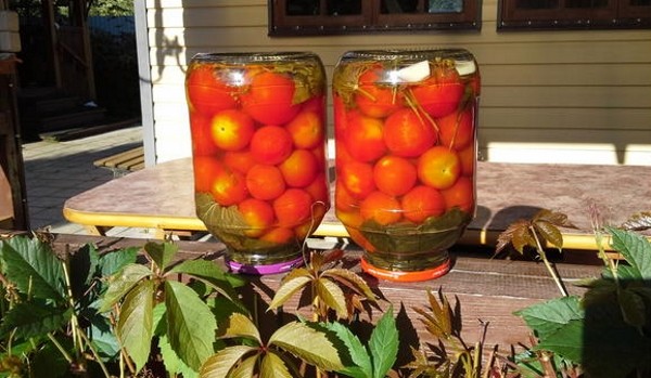 Winter pickled tomatoes with cloves