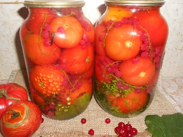 Winter pickled tomatoes with cloves