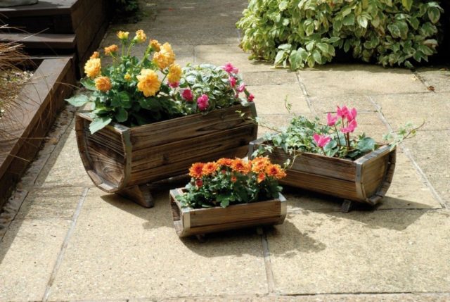 Wooden flowerbeds: original and unusual ideas + making guide