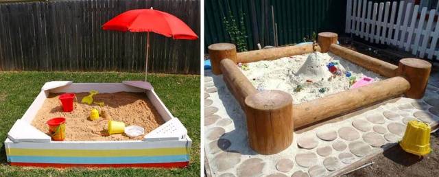 Wooden sandbox with lid + photo