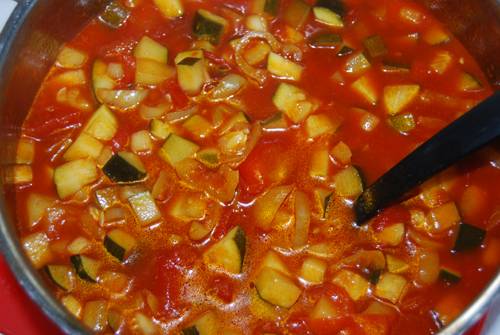 Zucchini lecho with tomato paste 