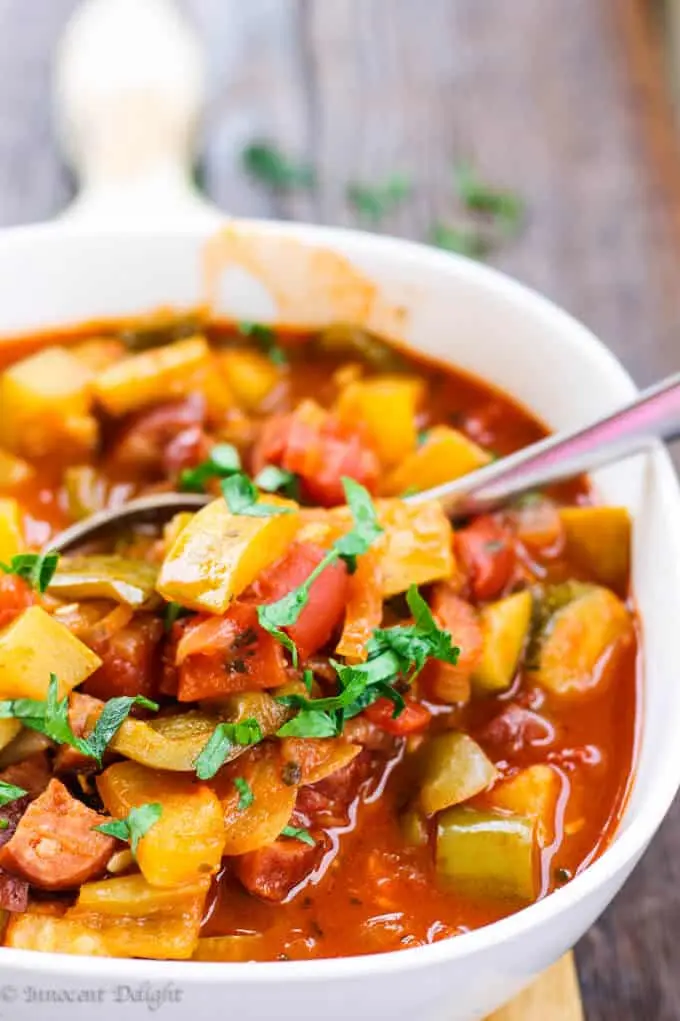 Zucchini lecho with tomato paste 