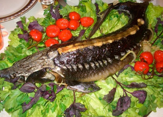 Baked sturgeon in the oven: delicious recipes whole and in pieces