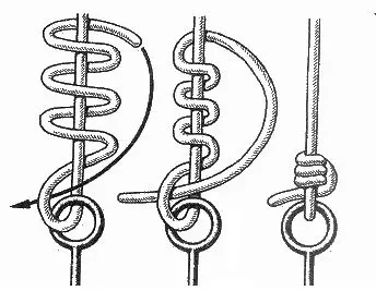 Fishing knots for hooks and leashes, connection methods