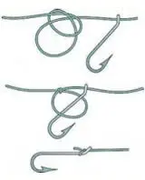 Fishing knots for hooks and leashes, connection methods