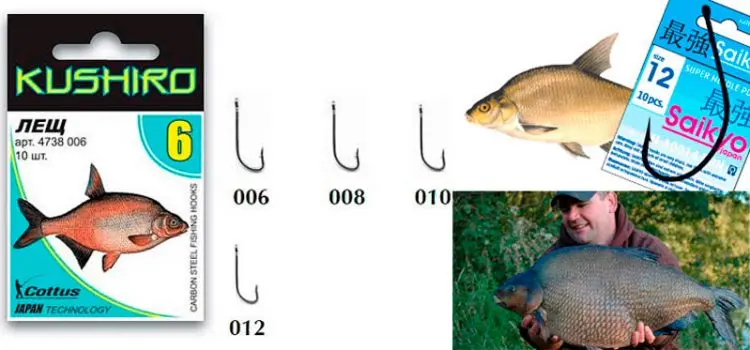 Hook for bream: size, number, shape, for feeder and float rod