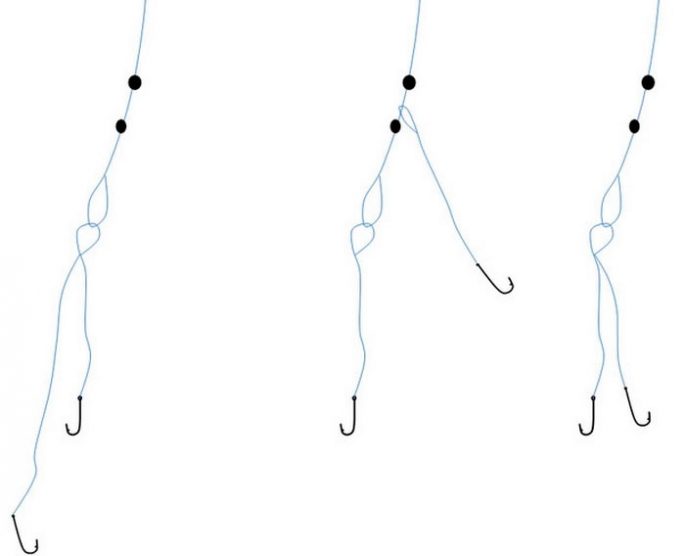 How to tie two hooks to a fishing rod: 3 ways for a float fishing rod