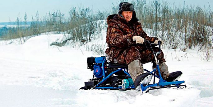 Mini snowmobiles for ice fishing, polar models and brands