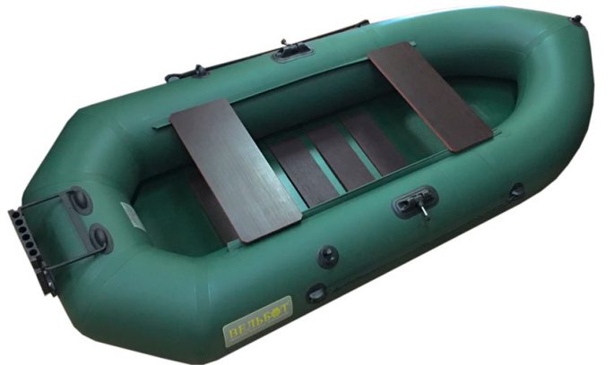 PVC boat with an inflatable bottom under the motor