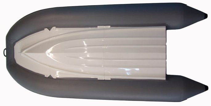 PVC boat with an inflatable bottom under the motor