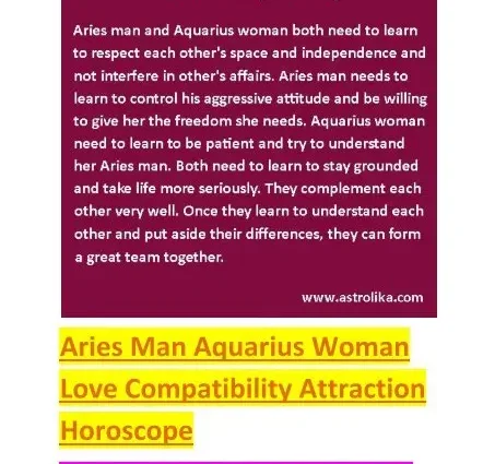 Aries man &#8211; Aquarius woman: horoscope compatibility