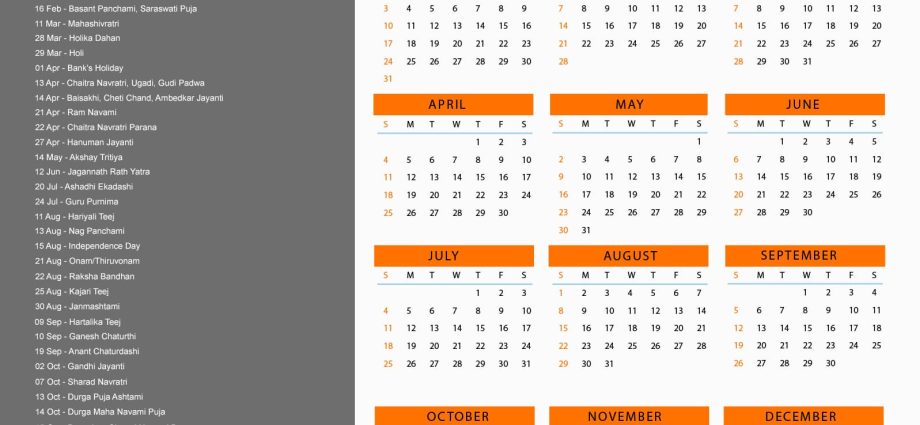 Calendar for 2021 with holidays and days off