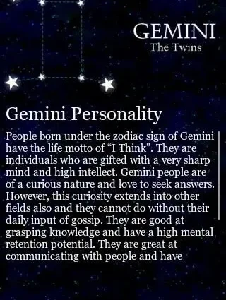 Gemini: characteristics of the zodiac sign