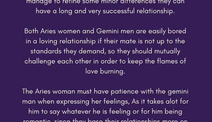 Gemini man &#8211; Aries woman: horoscope compatibility