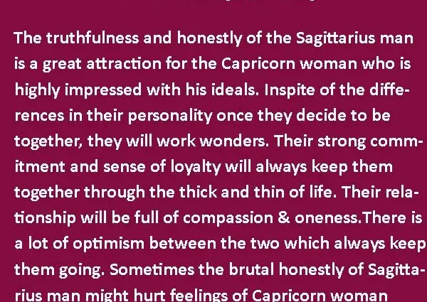 Sagittarius man &#8211; Capricorn woman: horoscope compatibility