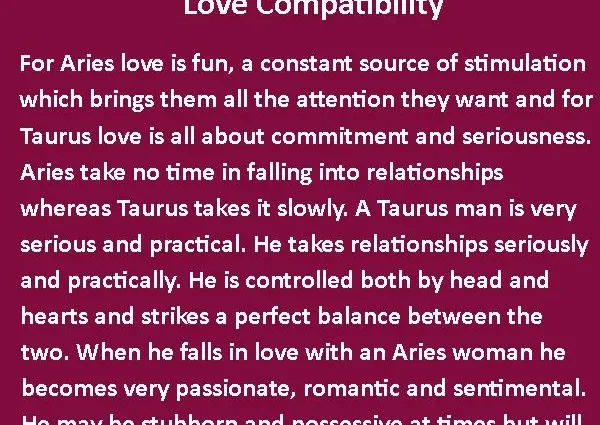 Taurus man &#8211; Aries woman: horoscope compatibility