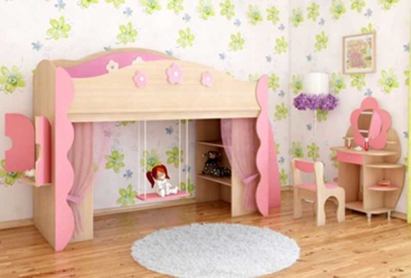 Childrens loft bed: with a workplace, a play area, a sofa