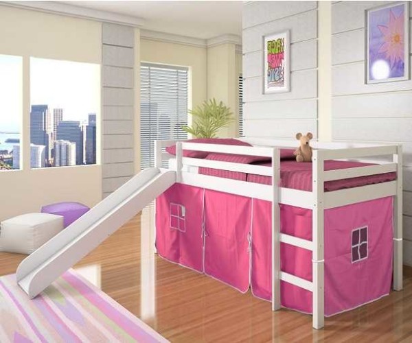 Childrens loft bed: with a workplace, a play area, a sofa