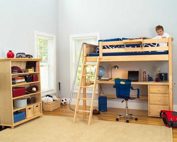 Childrens loft bed: with a workplace, a play area, a sofa