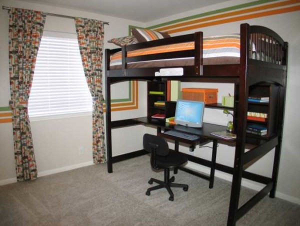 Childrens loft bed: with a workplace, a play area, a sofa