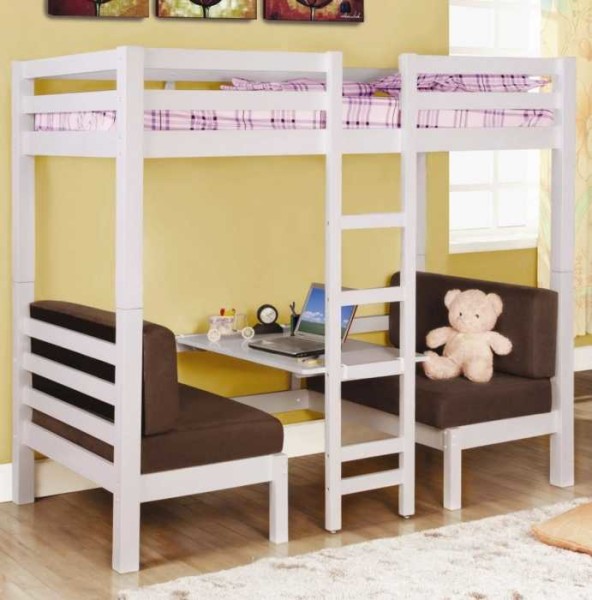 Childrens loft bed: with a workplace, a play area, a sofa