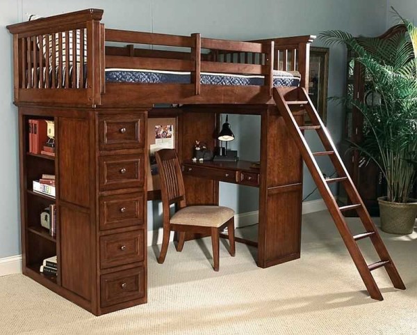 Childrens loft bed: with a workplace, a play area, a sofa