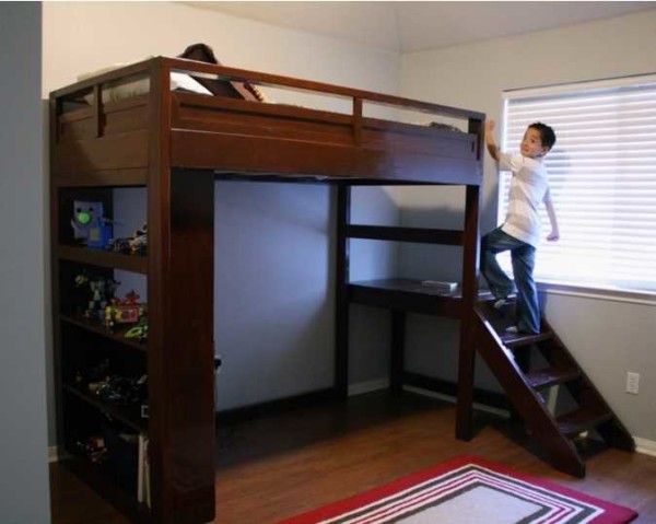 Childrens loft bed: with a workplace, a play area, a sofa