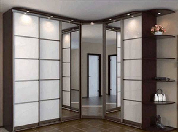 Corner wardrobe: types, sizes, layout, photos