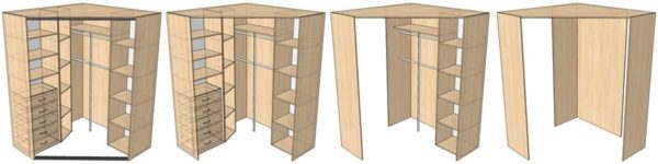 Corner wardrobe: types, sizes, layout, photos