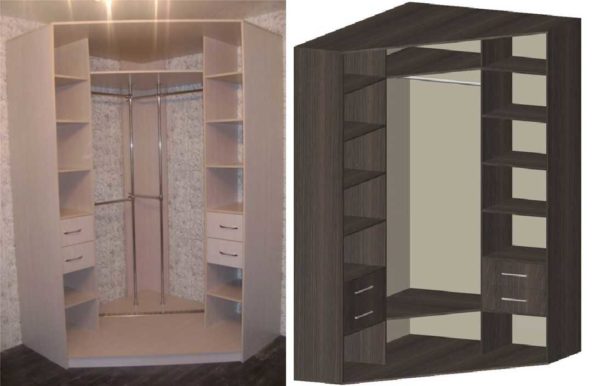 Corner wardrobe: types, sizes, layout, photos